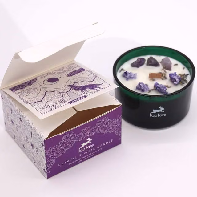 Hop Hare Crystal Magic Flower Candle The Moon in Purple with Floral and Spicy Notes