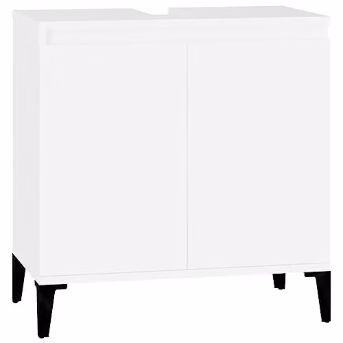 vidaXL White Modern Freestanding Bathroom Sink Cabinet with Hinged Doors, W/D/H: 58 x 33 x 60 cm