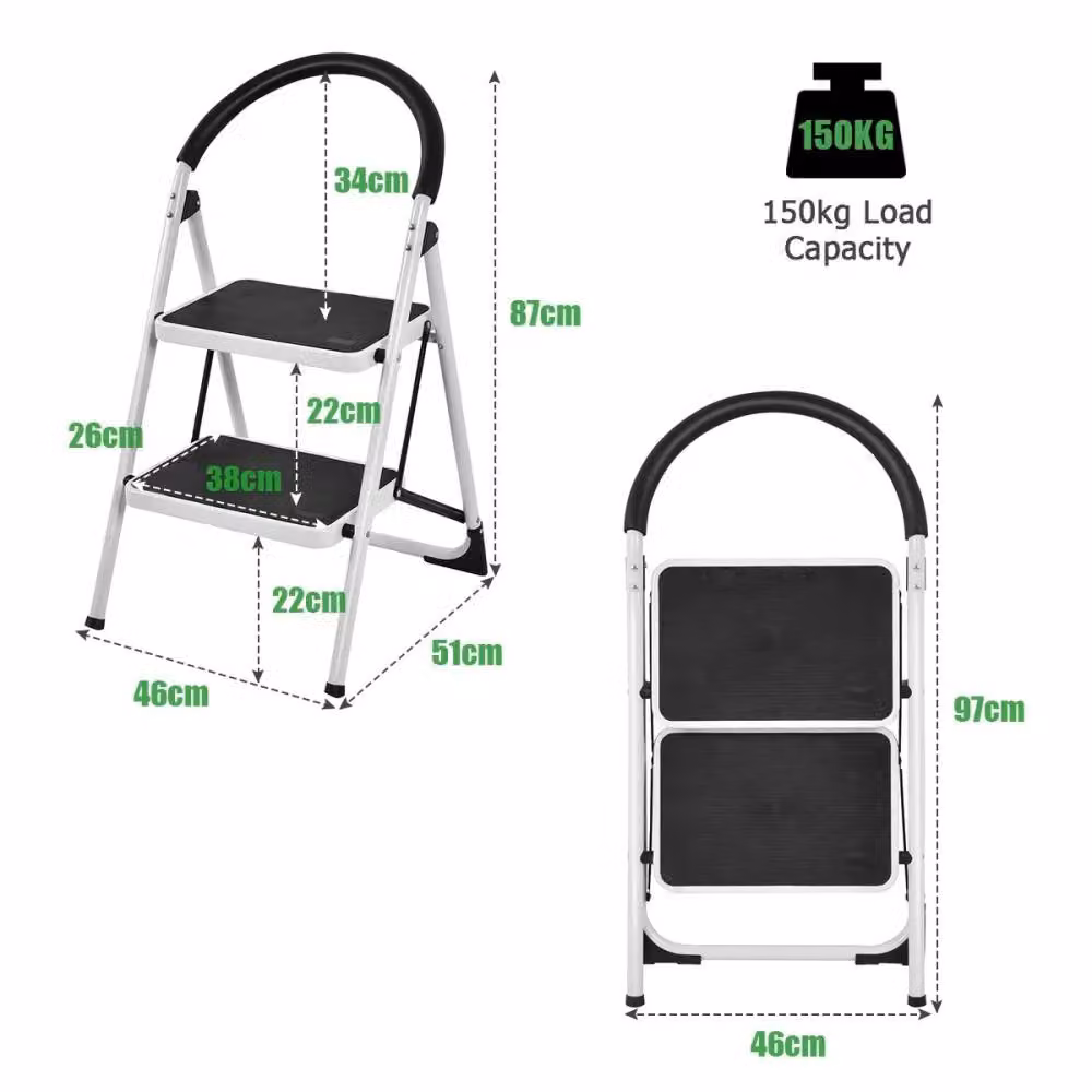 Costway 2 Step Folding Household Step Ladder with Handle and Anti-Slip Platform in Black – 2