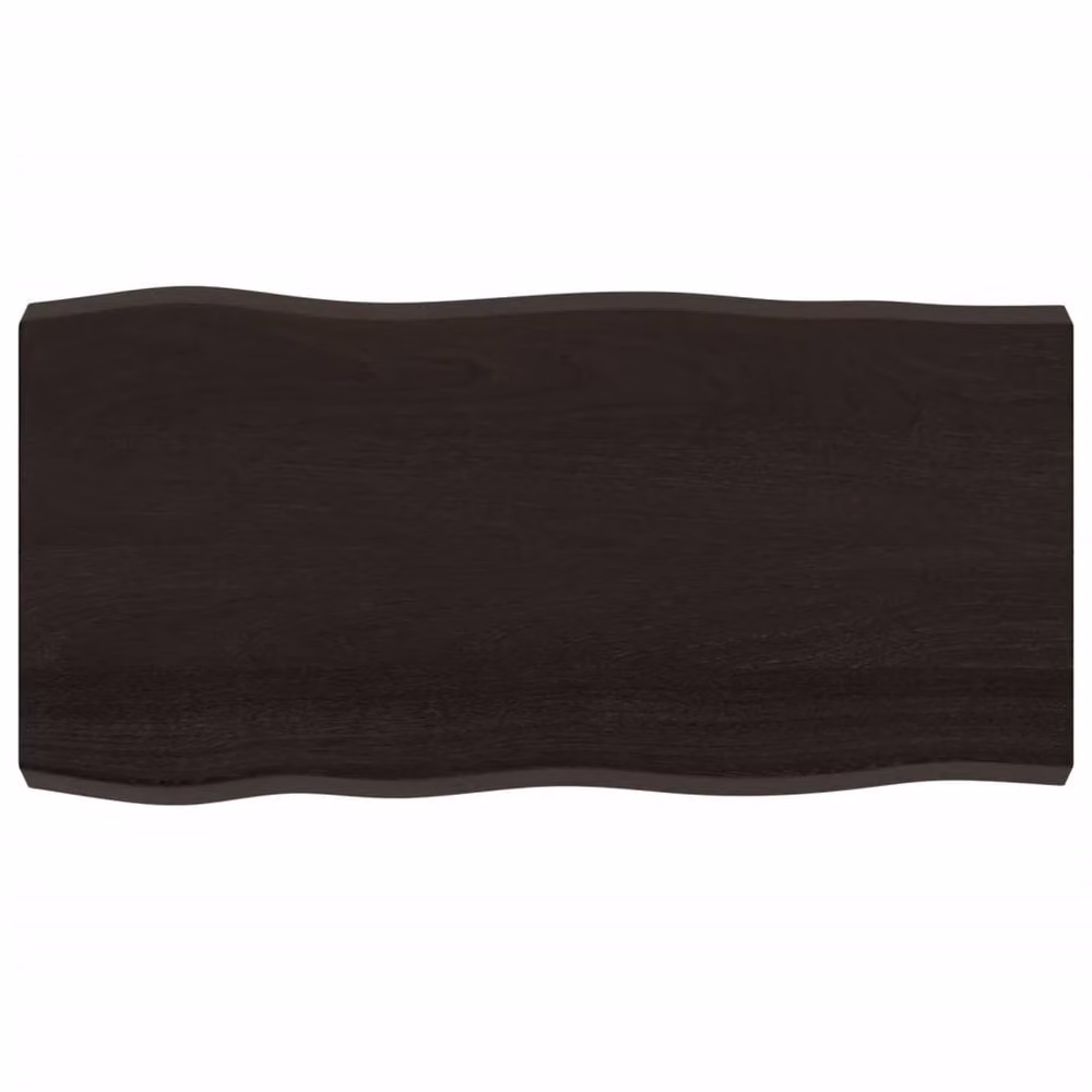 Berkfield Home Table Top Live Edge Solid Wood Countertop in Dark Grey and Brown, W: 100 cm, D: 50 cm, H: 2-6 cm – 2