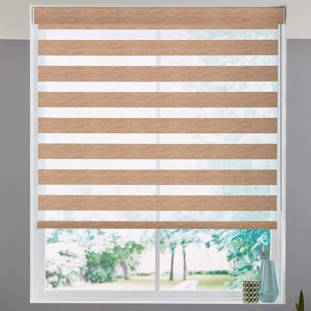 Terrys Made to Measure Day and Night Textile Blind in Brown and Beige
