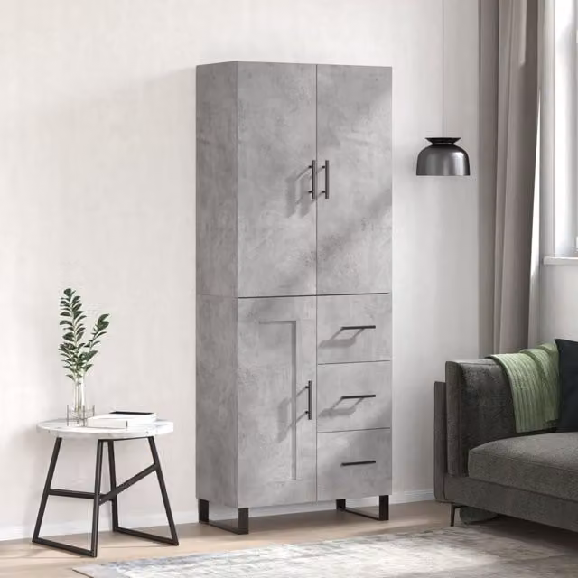 Berkfield Home Highboard in Concrete Grey, W/D/H: 69.5 x 34 x 180 cm – 1
