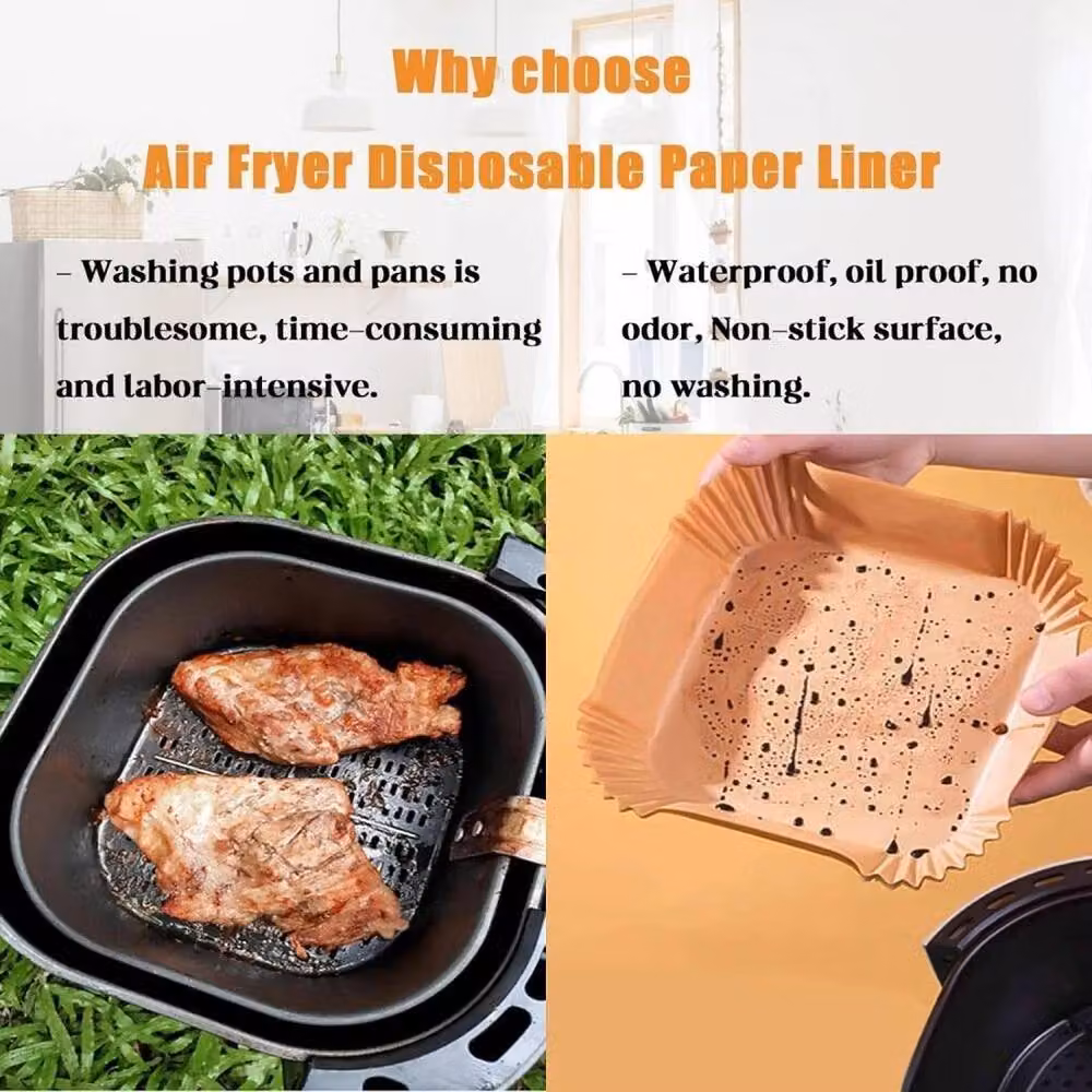 NESTLUNE Disposable Non-Stick Square Paper Food Liners, Brown, W: 100 cm, D: 60 cm – 3
