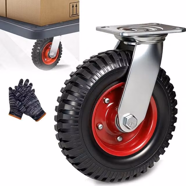 SPETLEK Heavy Duty 200mm 8 inch Galvanised Steel and Rubber Swivel Plate Castor with 360 Degree Rotation – 1