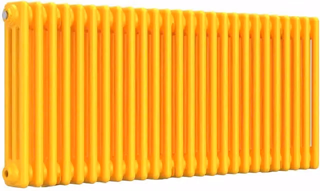 Lux Heat Horizontal 3 Column Steel Radiator in Sunflower Yellow, W: 119 cm, H: 50 cm