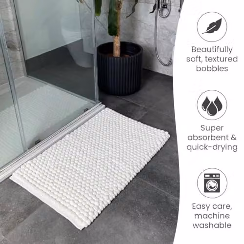 Allure Bath Fashions Luxury Chunky Bobble Bath Mat, White, W: 50 cm, D: 80 cm – 3