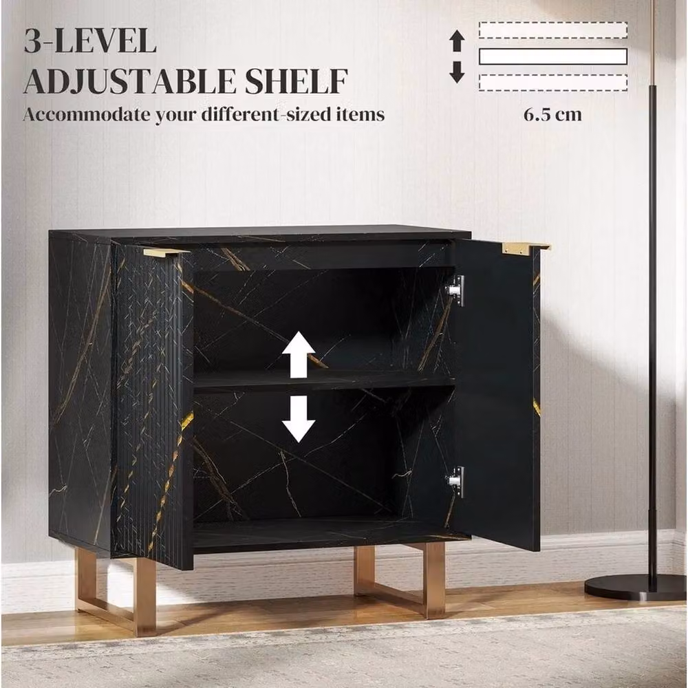 FORGEVIO Modern Industrial Small Sideboard Storage Cabinet in Black and Multicolour – 2