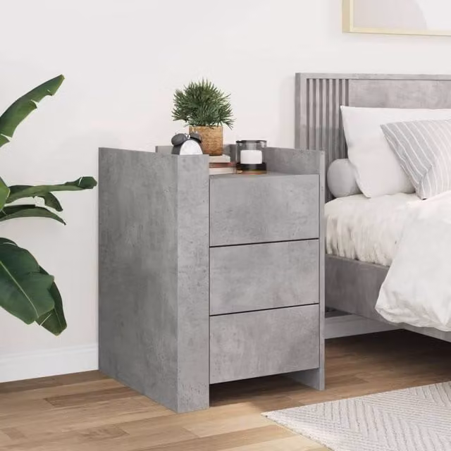 Berkfield Home Decorative Bedside Cabinet in Concrete Grey, W/D/H: 45 x 50 x 65 cm – 1