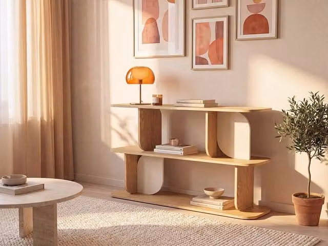 Vente-unique Neleria Shelving Unit with 2 Shelves in Sand and Beige Oak Finish – 1