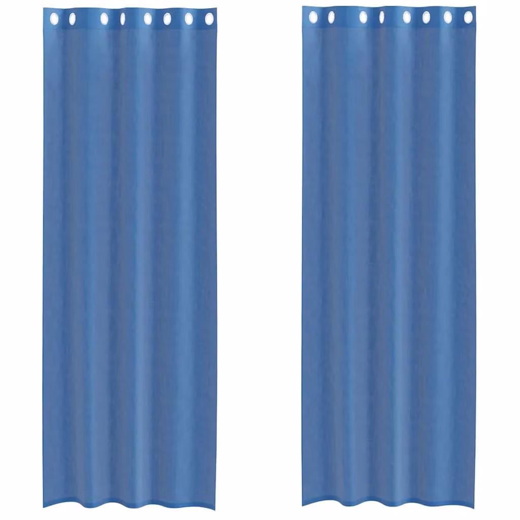 Berkfield Home Royal Blue Voile Fabric Panel Curtains with Eyelets, 2 Pack – 2