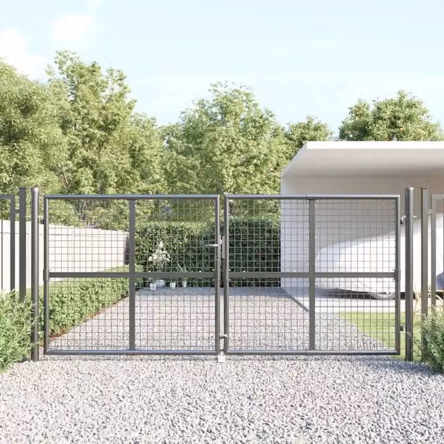 Berkfield Home Anthracite Mesh Garden Swing Gate in Galvanised Steel, W: 300 cm, H: 175 cm – 1