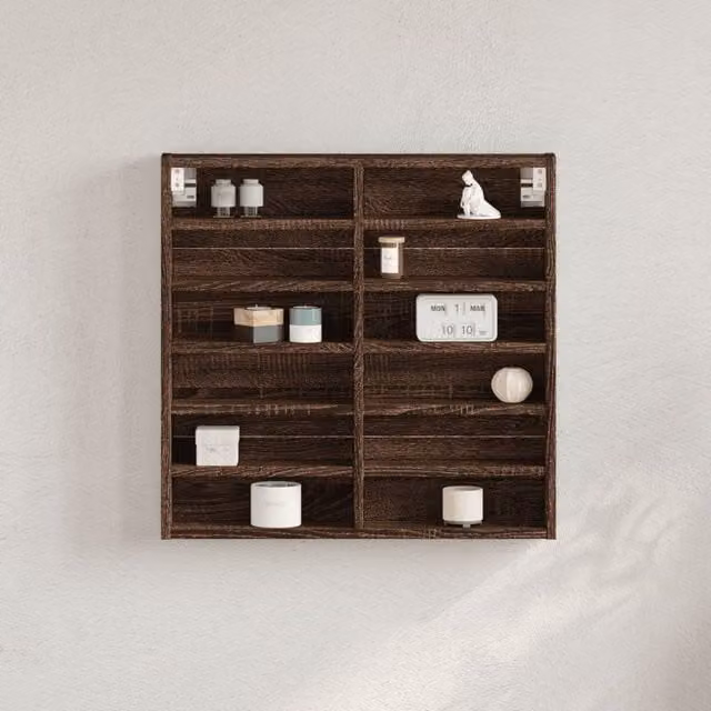 Berkfield Home Brown Oak Vitrine Cabinet with Glass Doors, W/D/H: 60 x 8.5 x 58 cm – 1