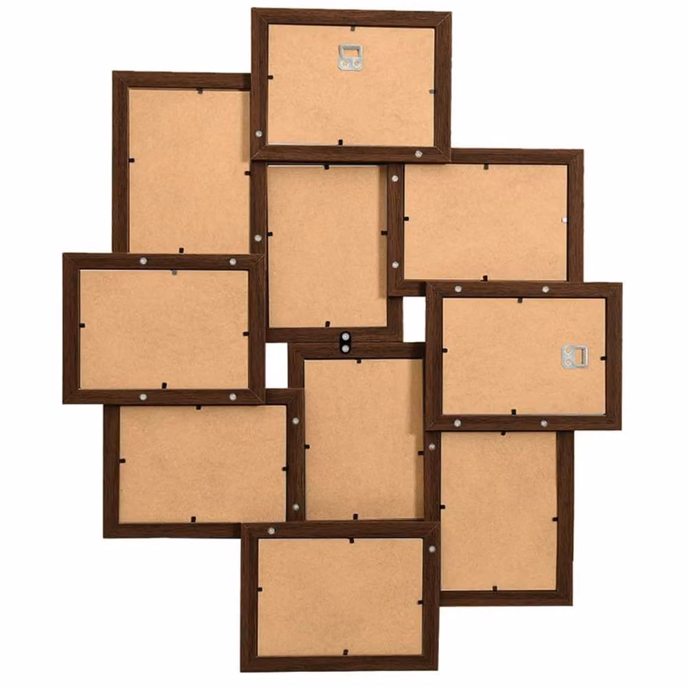 Berkfield Home Modern Rectangular Collage Photo Frame in Dark Brown for 10 x 10x15 cm Pictures – 3