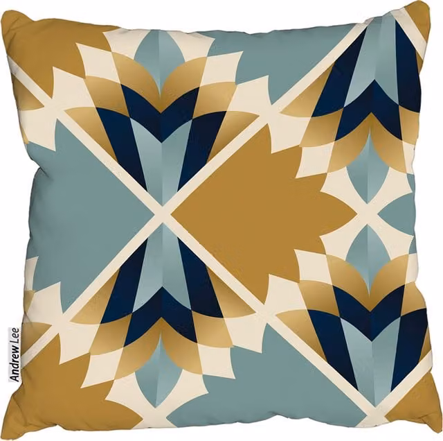Cleopatra Fan Ethnic Pattern Square Cushion in Brown, W/D/H: 60 x 60 x 1 cm
