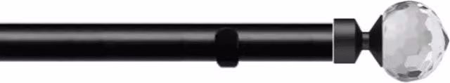 New Edge Blinds Black Metal Eyelet Curtain Pole Set, Width: 140 cm
