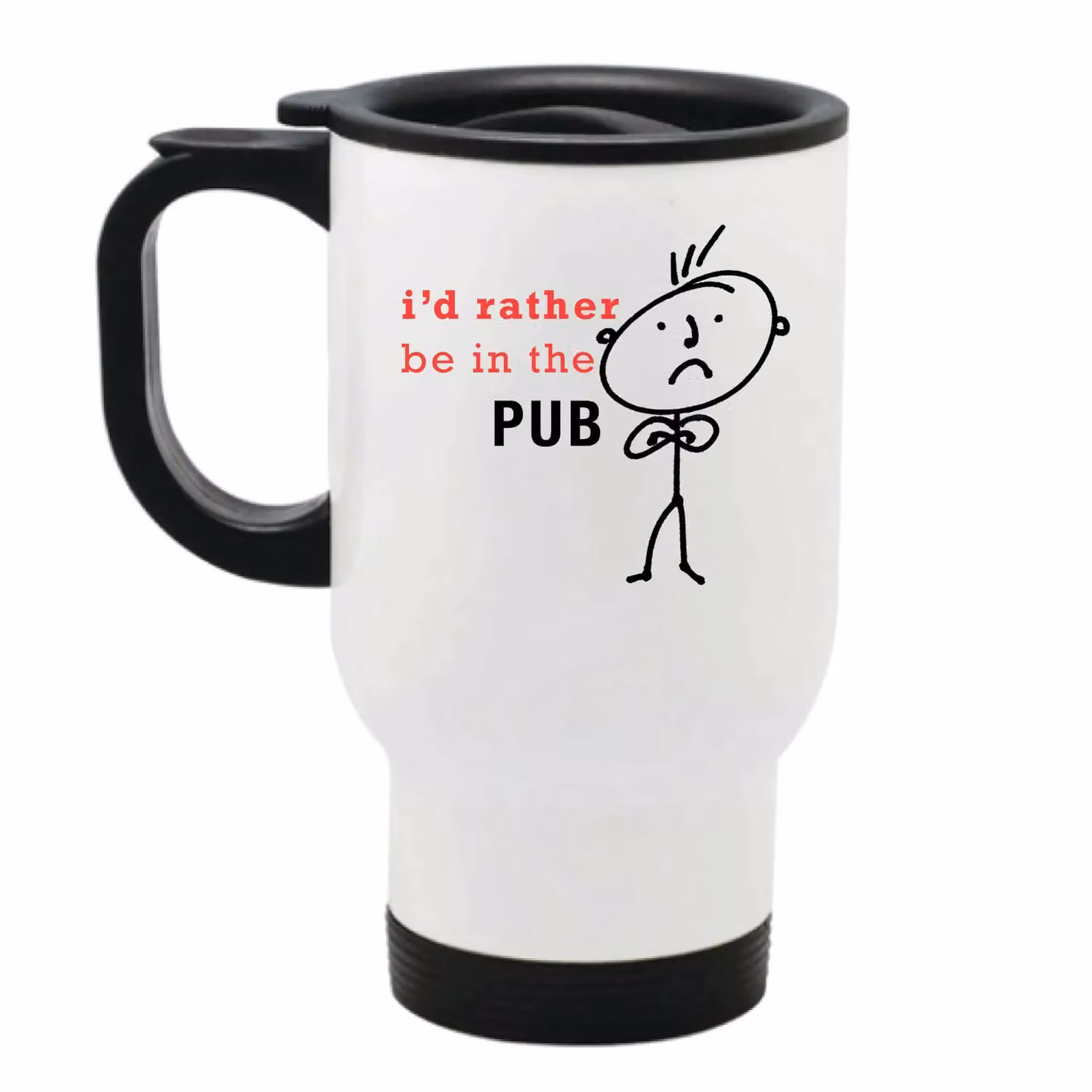 60 Second Makeover I'd Rather Be In The Pub Metal Travel Mug in White – 2