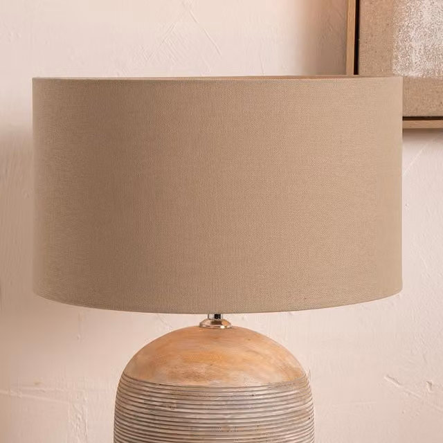 Pacific Lifestyle Modern Fabric Cylinder Drum Lampshade in Beige and Brown, Diameter: 40 cm