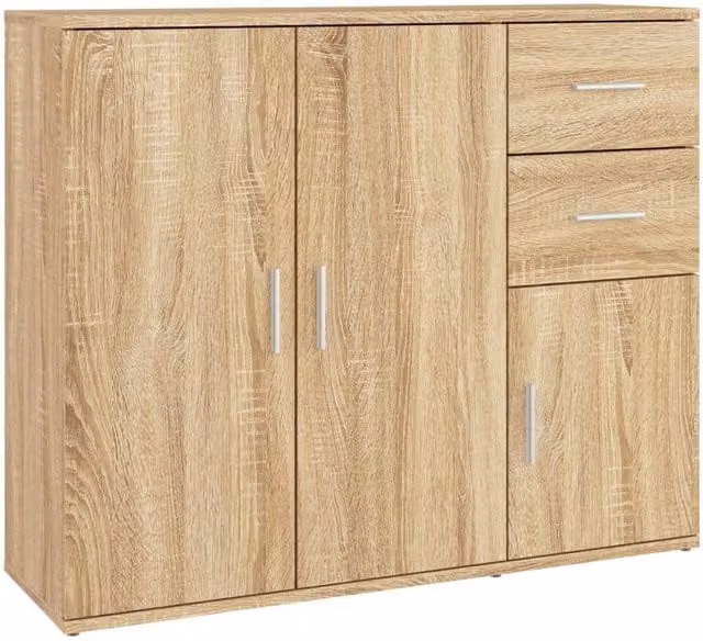 Berkfield Home Sonoma Oak Sideboard in Brown, W/D/H: 91 x 29.5 x 75 cm