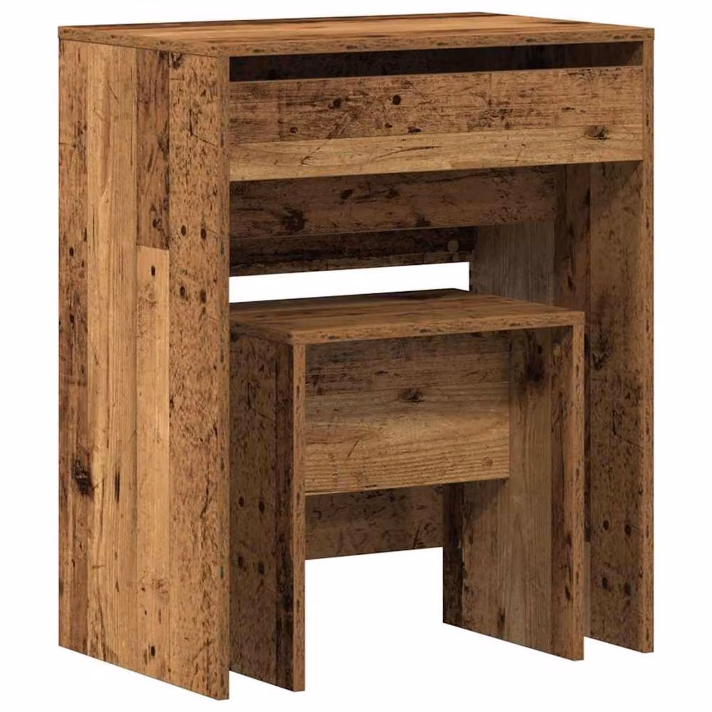 Berkfield Home Stylish Dressing Table with Mirror in Brown Old Wood Finish – 3