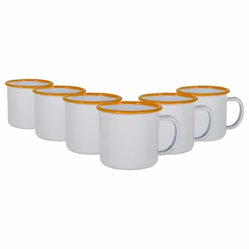 Argon Tableware Enamel Espresso Cup Set, 130ml, Yellow, Set of 6
