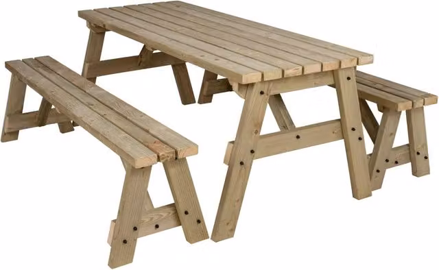 Arbor Garden Solutions Rustic Treated Hardwood Garden Table and Benches Set in Green