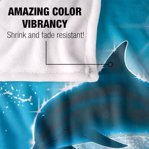 JQ Licensing Royce McClure Dolphin Sun Silky Touch Super Soft Throw Blanket, White, W/D/H: 152 x 127 cm – 3