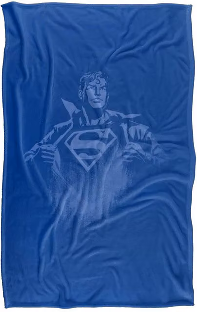 Warner Bros. Superman Chest Logo Silky Touch Super Soft Fluffy Throw Blanket in Blue and Multicolour, Large