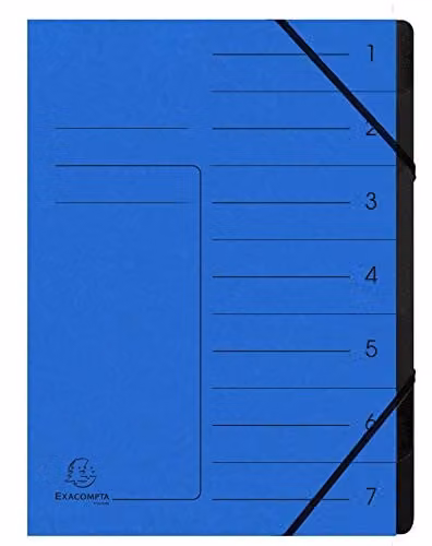 Exacompta Blue Stapled Spine Multipart File with 7 Reinforced Tabs for A4 Documents, Size: 245 x 320 mm