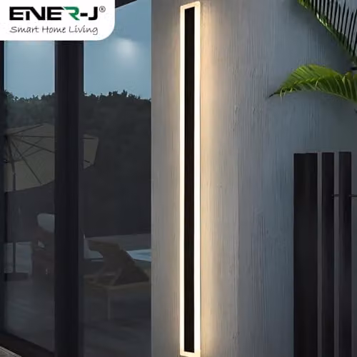 ENERJ Modern Outdoor LED Wall Light, 60W CCT Tunable and Dimmable Linear Sconce with Remote Control, IP65 Waterproof Matte Black Architectural Lamp, Length: 120 cm – 3