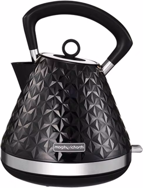 Morphy Richards Vector Pyramid Kettle, 1.5 l, Black with Limescale Filter