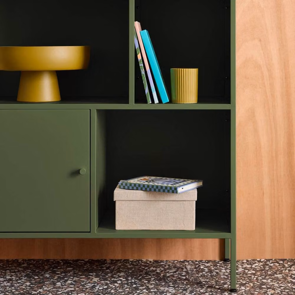 Sweekeek Industrial Metal Storage Cabinet with Hinged Doors and Internal Shelves in Green – 3