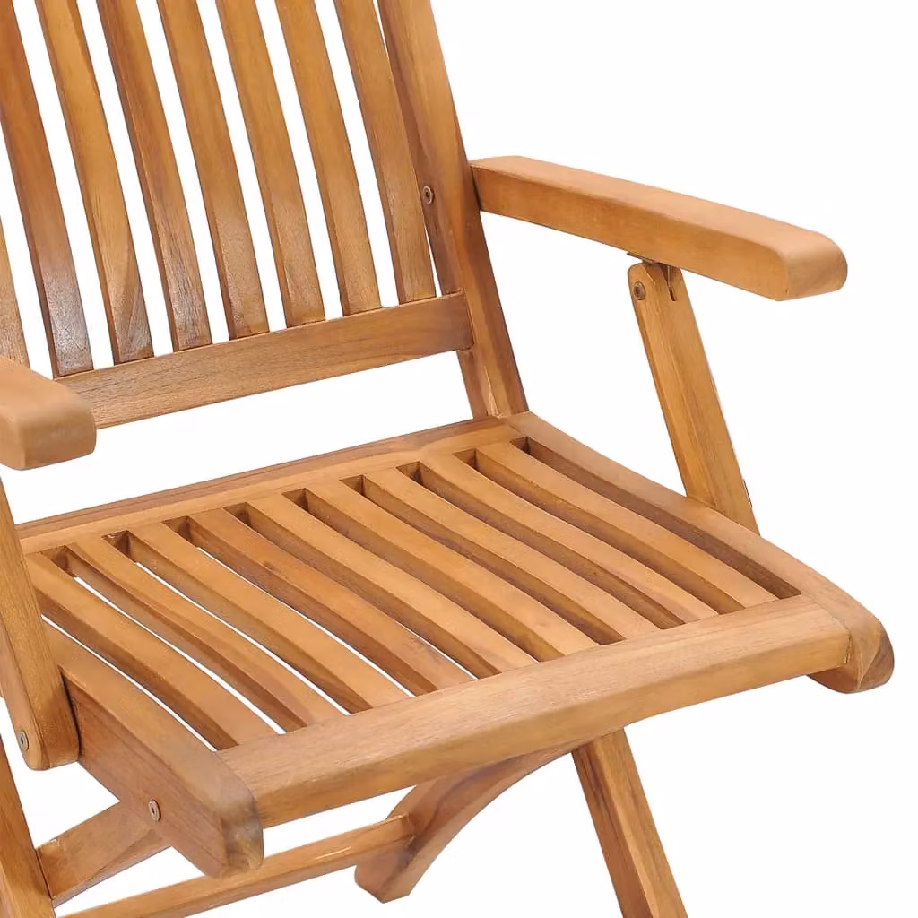 Berkfield Home Set of 8 Folding Garden Chairs in Brown Solid Teak Wood – 3