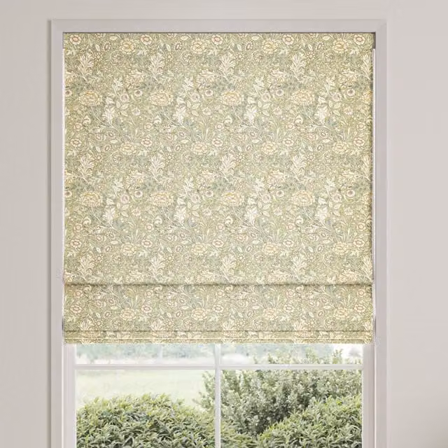 William Morris Double Bough Made To Measure Blackout Roman Blind in Green Floral Design