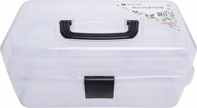 Artstudio Clear Craft Caddy Multi-Compartment Plastic Storage Organiser with Handles in Transparent