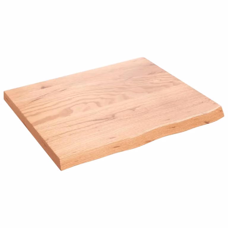 Berkfield Home Table Top Light Brown Treated Solid Wood Oak W: 60 cm, D: 50 cm, H: 2-4 cm