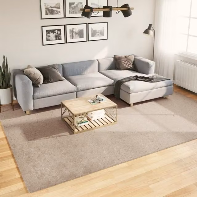 Berkfield Home HUARTE Short Pile Washable Sand and Brown Rug, W: 240 cm, D: 340 cm