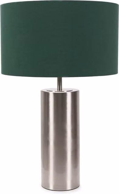 ValueLights Lexy Dimmable Touch Table Lamp with Green Fabric Drum Shade and Chrome Base
