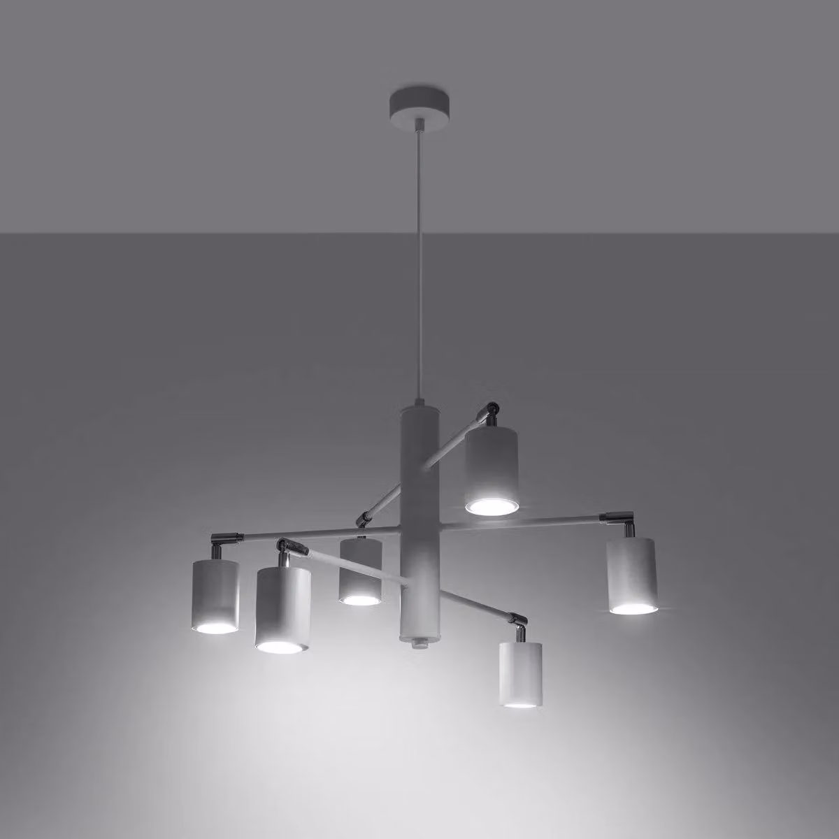 Sollux Lighting Lemmi Modern 6-Light Suspended Chandelier in White, H 125 x W 77 x D 77 cm – 2