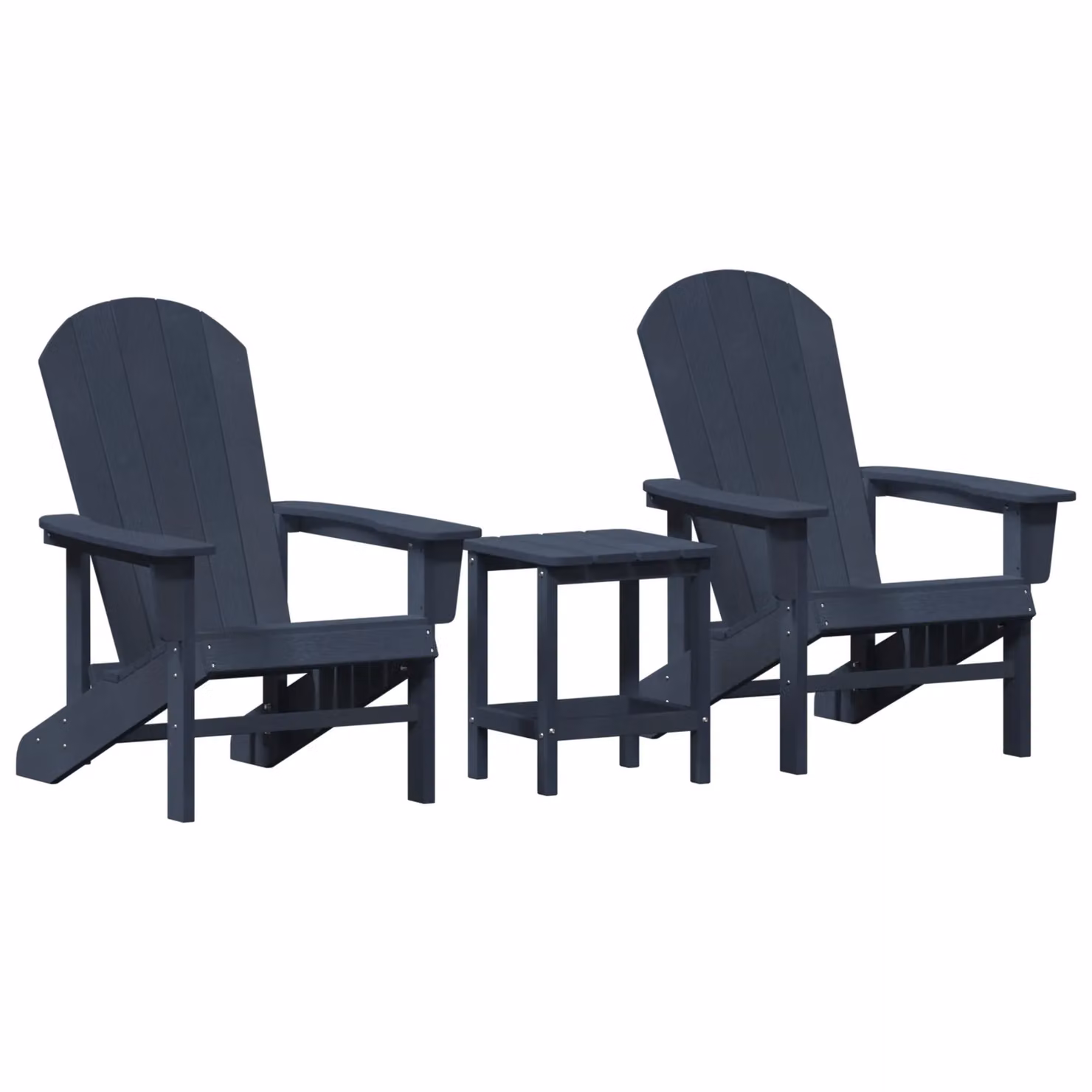 Berkfield Home 3 Piece Navy Blue HDPE Garden Lounge Set with Armchairs and Coffee Table – 2