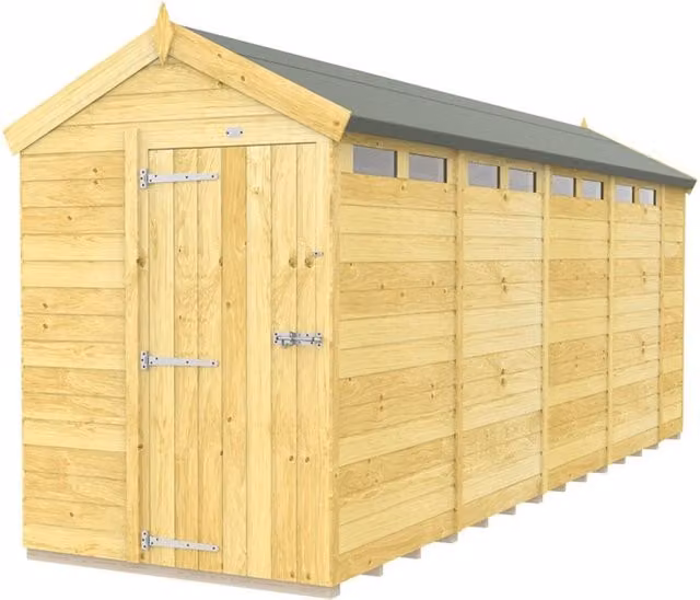 Buttercup Farm Apex Security Shed with Single Door in Brown, W: 147 cm, D: 533 cm, H: 217 cm