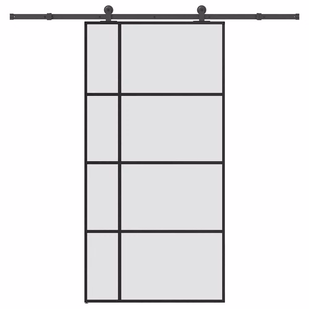 Berkfield Home Modern Sliding Door with Hardware Set, Black ESG Glass and Aluminium, W: 102.5 cm, H: 205 cm – 2