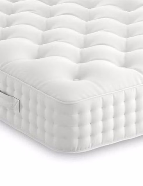 M&S 1500 Pocket Spring Antibacterial Extra Firm Mattress, White, W/D/H: 90 x 190 x 25 cm