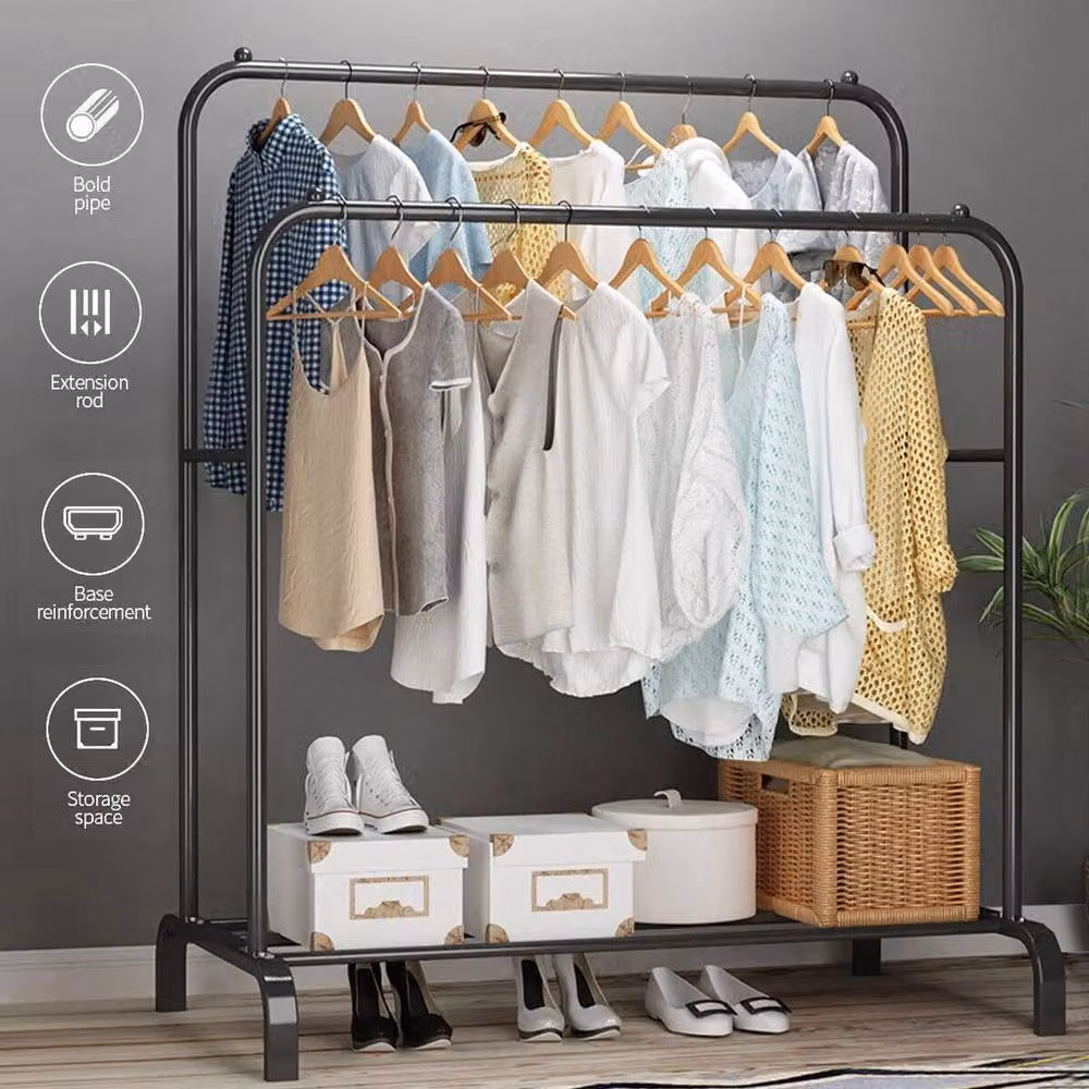 FLAVORA Heavy Duty Metal Clothes Rail Rack in Black, Width: 50 cm – 2