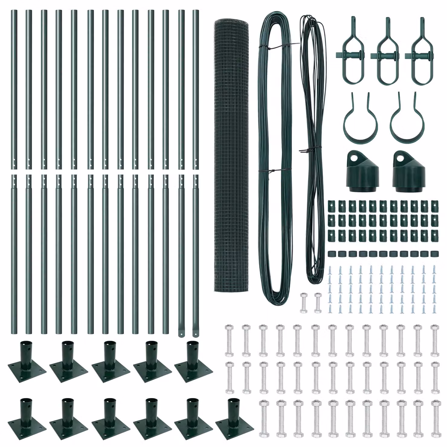 Berkfield Home Green PVC-Coated Steel Welded Wire Fence with 13 Flanged Posts, H: 120 cm, W: 25 m – 3