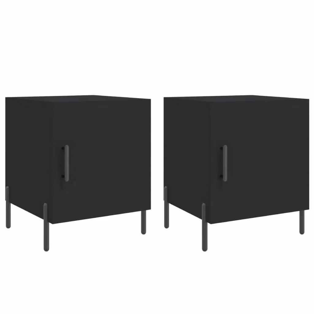 Berkfield Home Set of 2 Black Modern Bedside Cabinets in Engineered Wood, W/D/H: 40 x 40 x 50 cm – 1