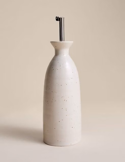 M&S Small White Ceramic Oil Pourer with Lid