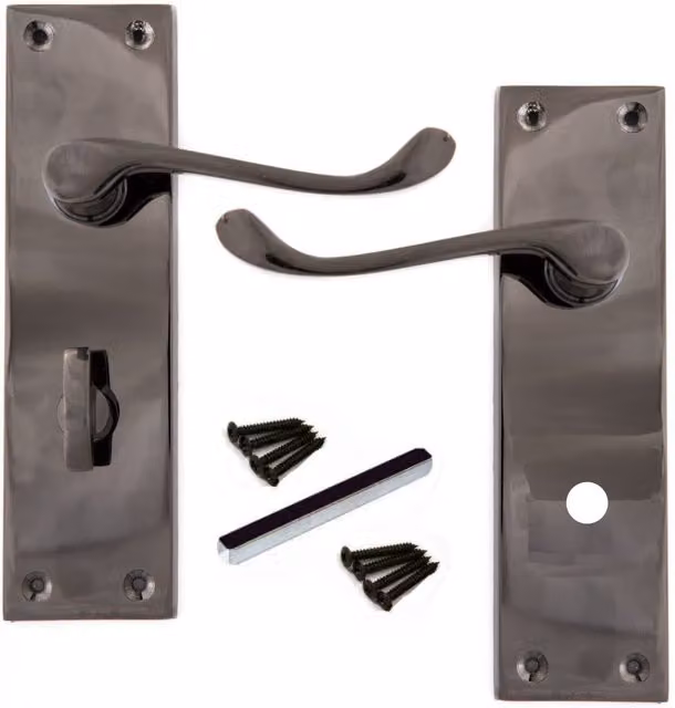 Golden Grace Nickel Plated Bathroom WC Toilet Door Handles in Black