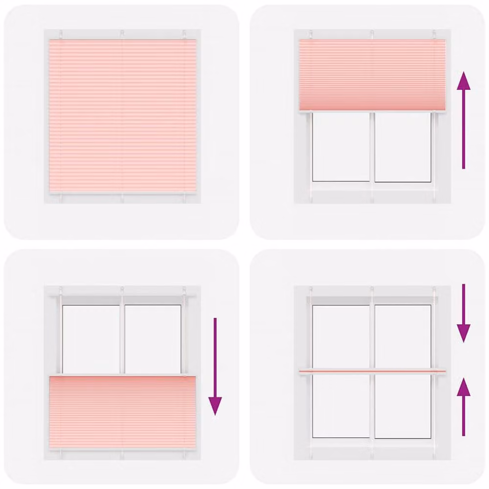 Berkfield Home Single Pleat Fabric Blind in Pink, W: 115 cm, H: 100 cm