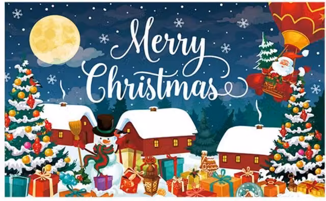 Leaper Blue and Multicolour Christmas Reindeer Party Decoration Backdrop, W: 150 cm, H: 90 cm – 1