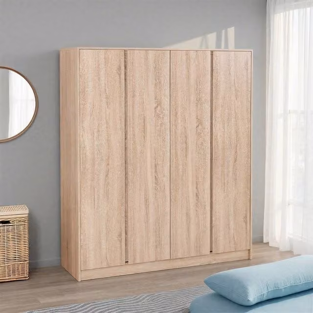 Seconique Malvern 4 Door Wardrobe in Sonoma Oak Light Oak